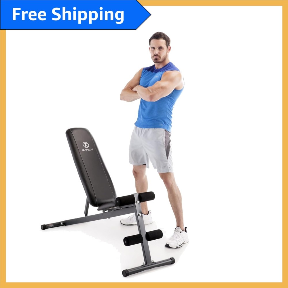 Versatile Adjustable Utility Bench for Strength Training - Black, Compact Design