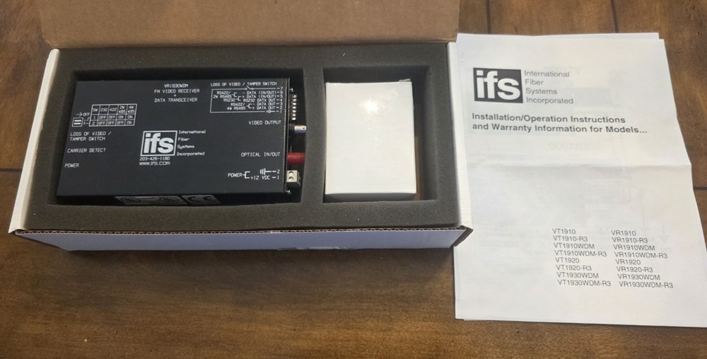 Interlogix IFS VR1930WDM FM Video Receiver/Data Transceiver SM Laser