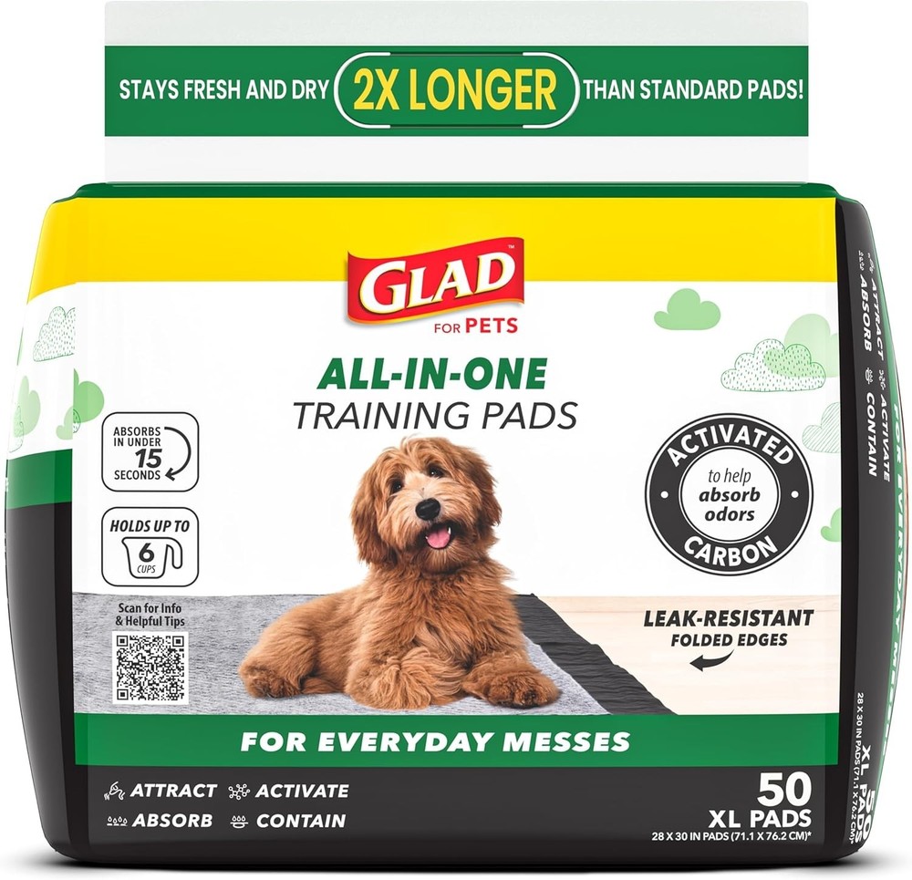XL Disposable Charcoal Dog Pads – 50 Count, Six Layer Odor Control & Absorbency