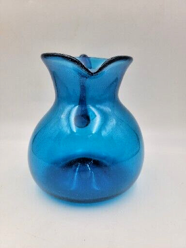 Cobalt Blue Hand Blown Glass Pitcher