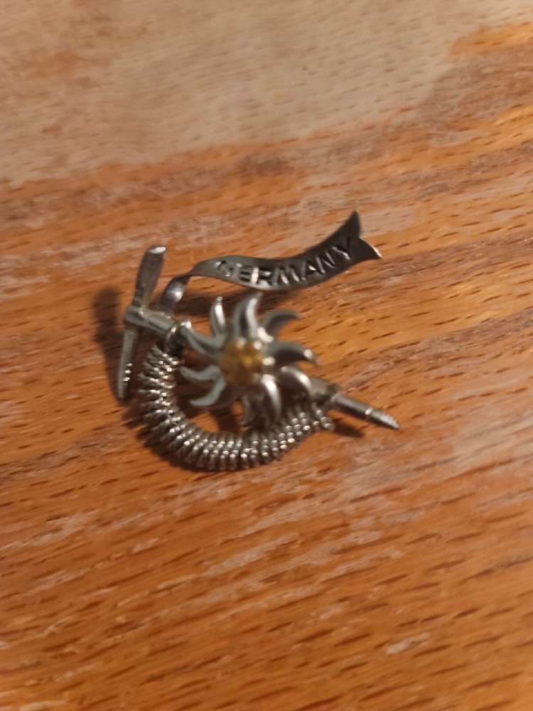 Oberammergau Germany Pin Pickaxe Flower Spring Coil