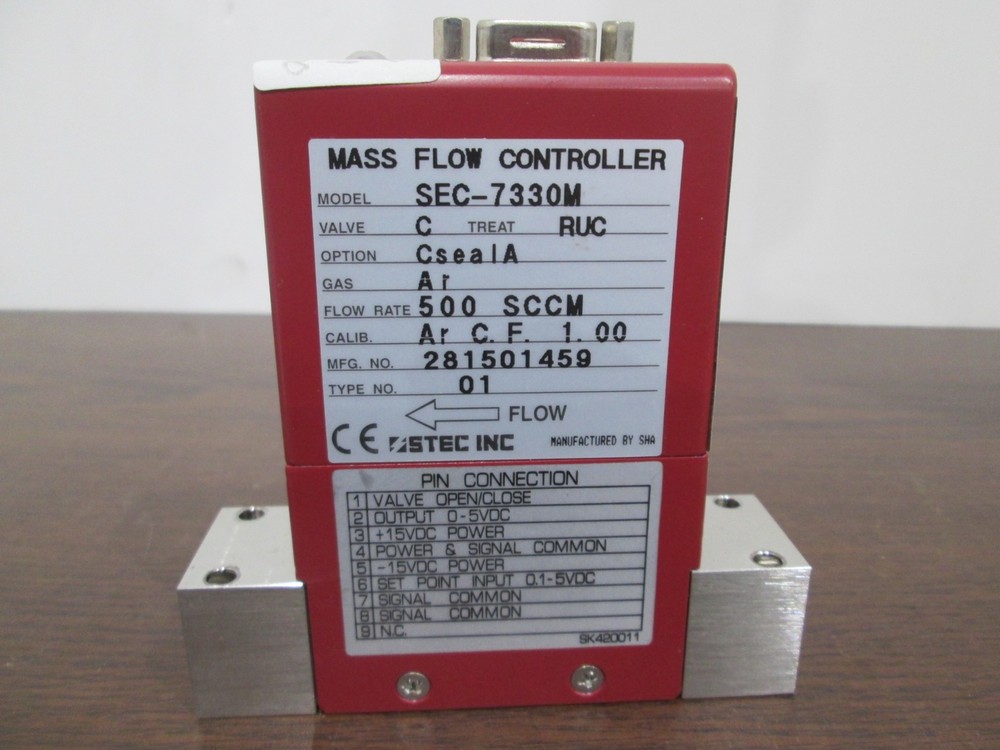 Stec, SEC-7330, 500 SCCM, AR, 9-Pin Mass Flow Controller, Used