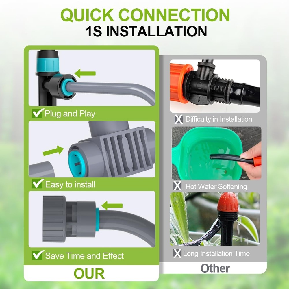 Drip Irrigation Kit 97FT Automatic Garden Watering System Quick Connect