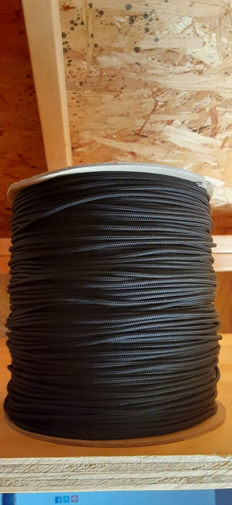 1/8 " x 1300 ft.(2 lengths on spool) Smooth Braid Polyester Rope Spool.Black .