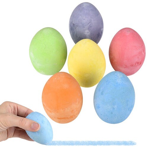 Easter Egg Shaped Sidewalk Chalk 6 Pack Multi Colored for Kids Washable Non