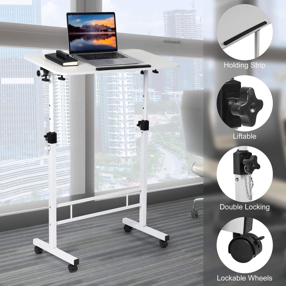 Small Standing Desk Adjustable Height,Rolling Computer Desk,Mobile Standing D...