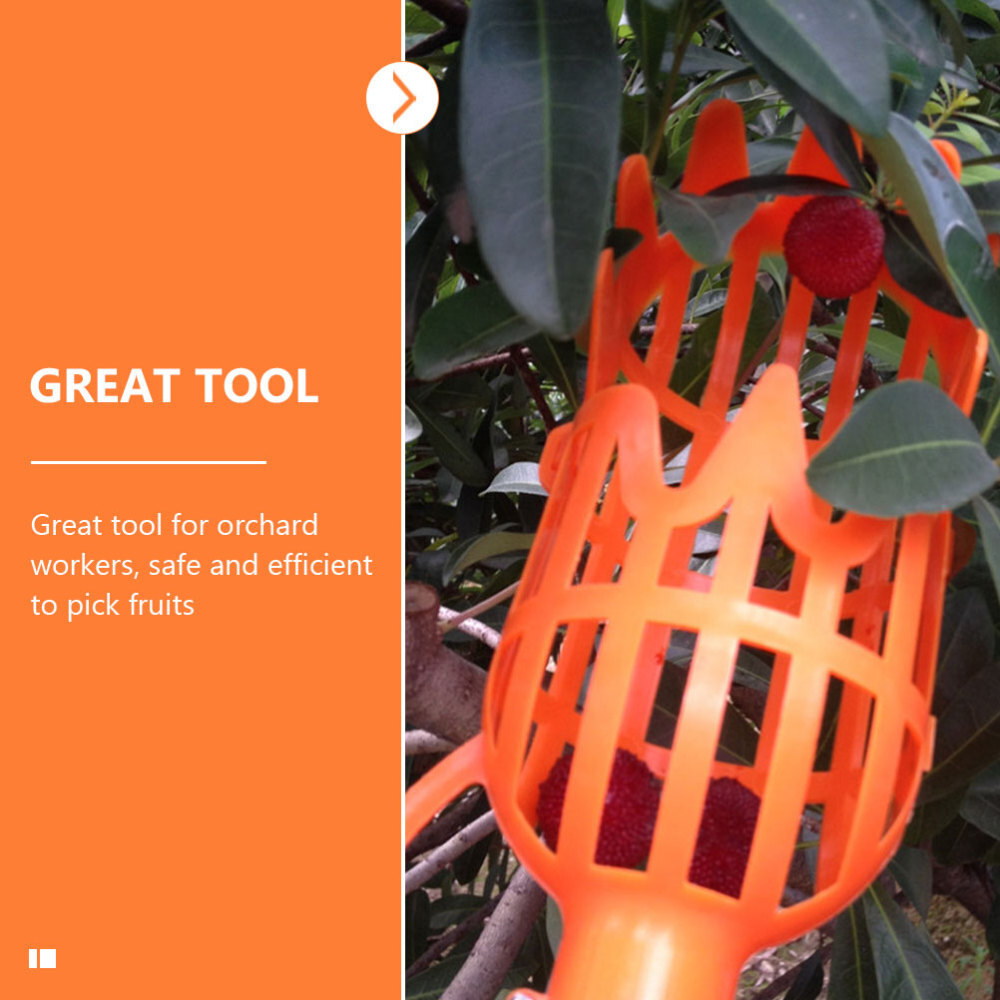 2 Pcs Apple Picker Basket Pole with Fruit Picking Portable Orange