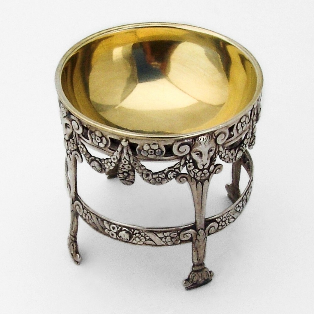 Ornate Open Work Design Open Salt Dish Hanau 800 Silver