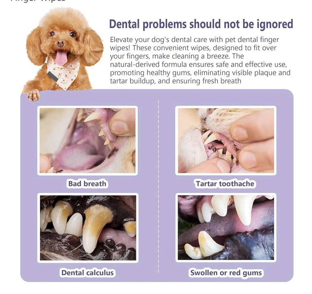 Pet Teeth Cleaning Finger Wipes Unscented