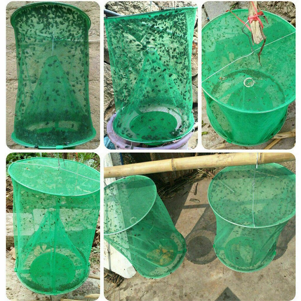 2 Pack The Ranch Fly Trapper Reusable Pest Bug Fly Catcher Killer Cage Net Trap