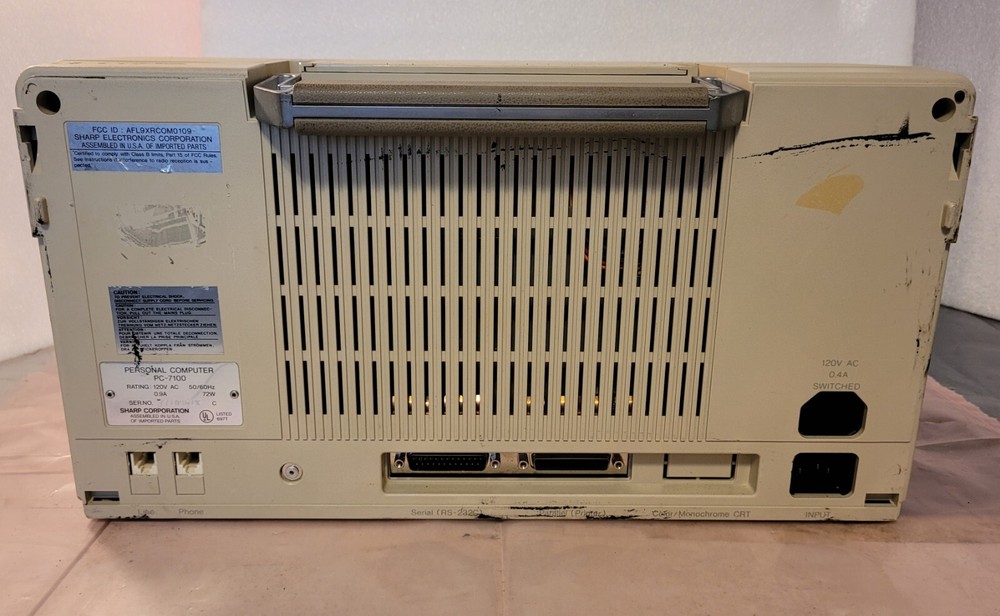 VINTAGE SHARP PC-7100 Personal Computer RARE MS DOS PC Works Great