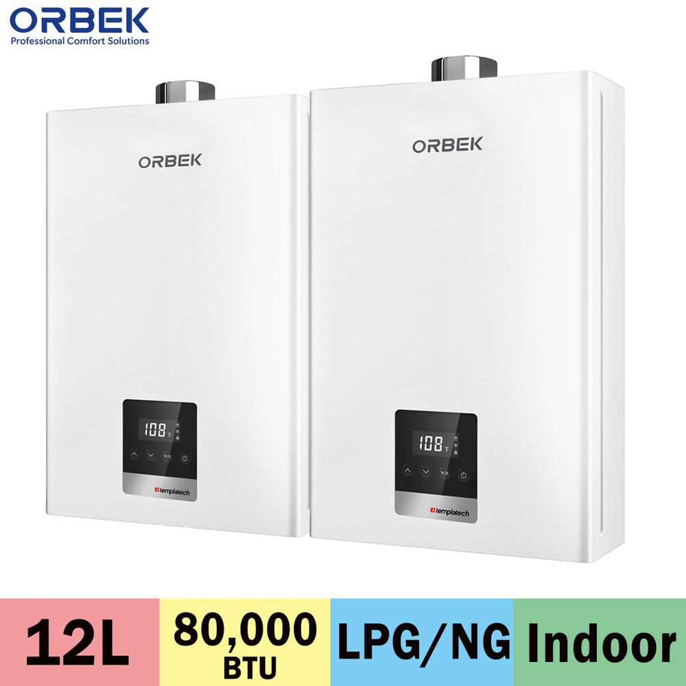 Tankless Water Heater 80,000 BTU Natural/Propane Gas Indoor Instant Hot Boiler