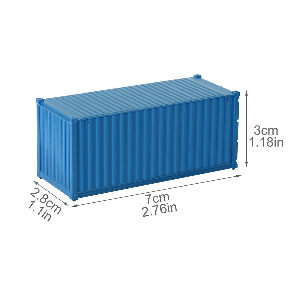 8pcs Different Colored HO Scale 1:87 20ft Blank Shipping Container Cargo Box