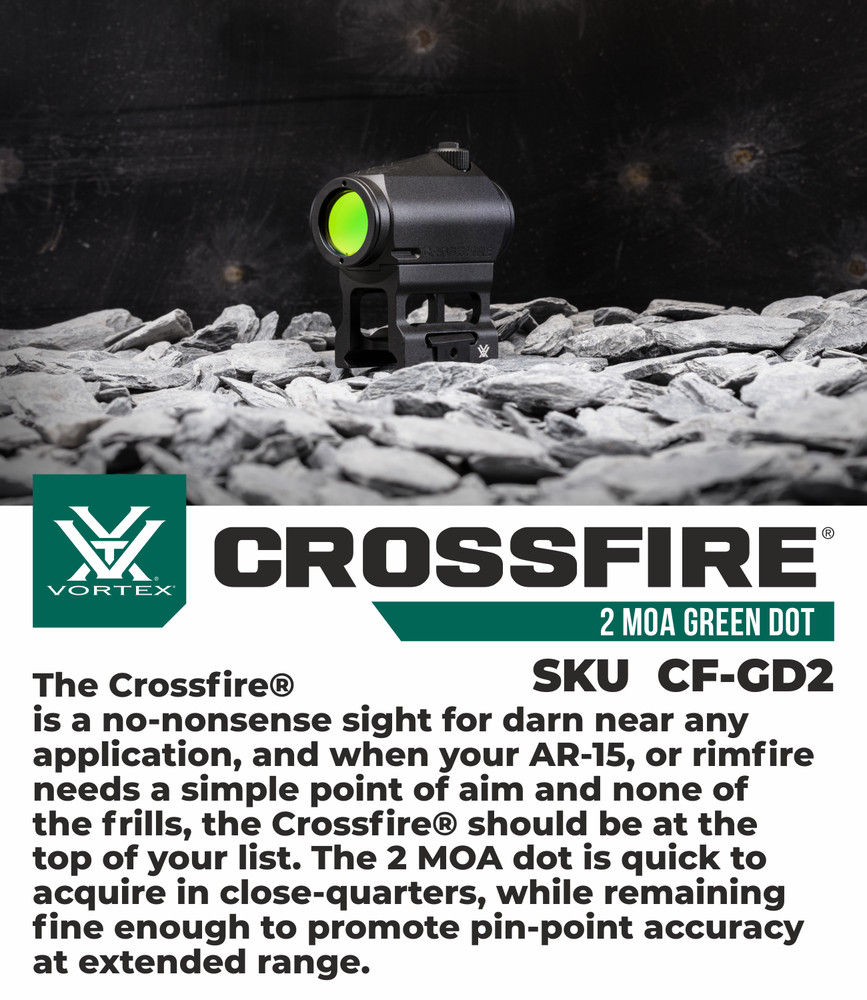 Vortex Optics Crossfire Green Dot 2 MOA with Free Camo Forest Hat Bundle