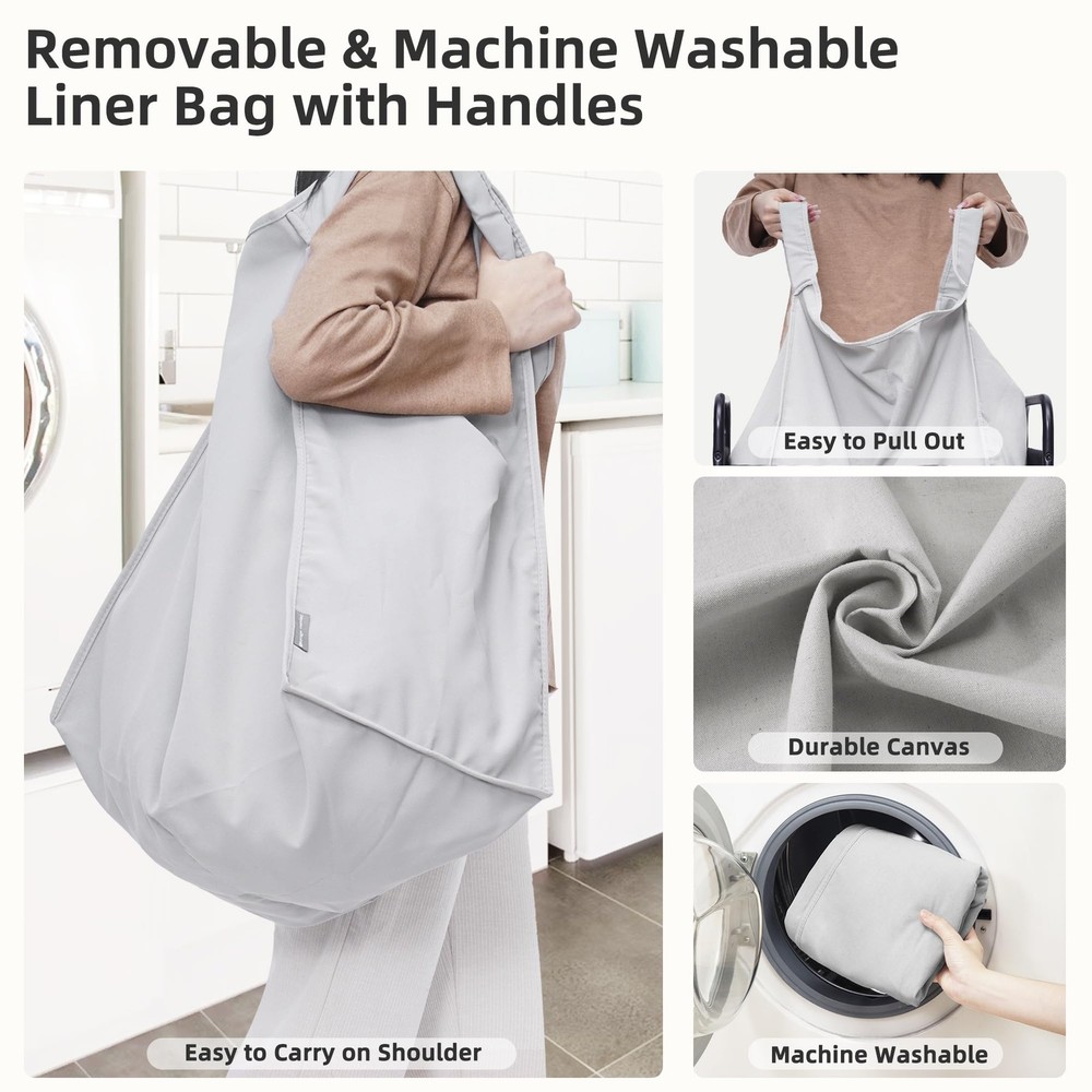 STORAGE MANIAC 3-Section Rolling Laundry Hamper w/ Wheels, Sorter 120L