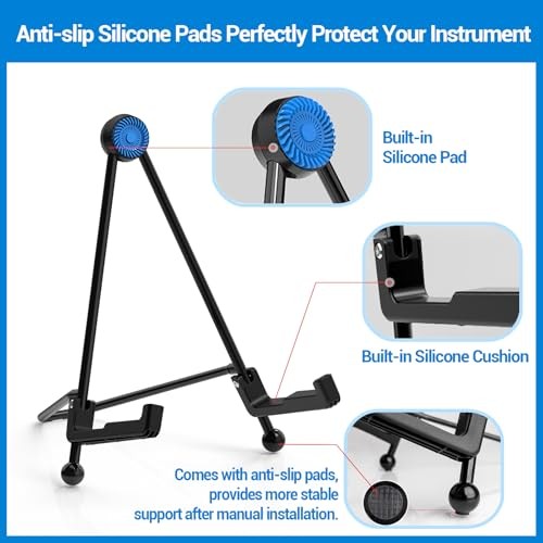 Guitar Stand - Foldable Guitar A-Frame Stand, Portable Solid Black for Guitar