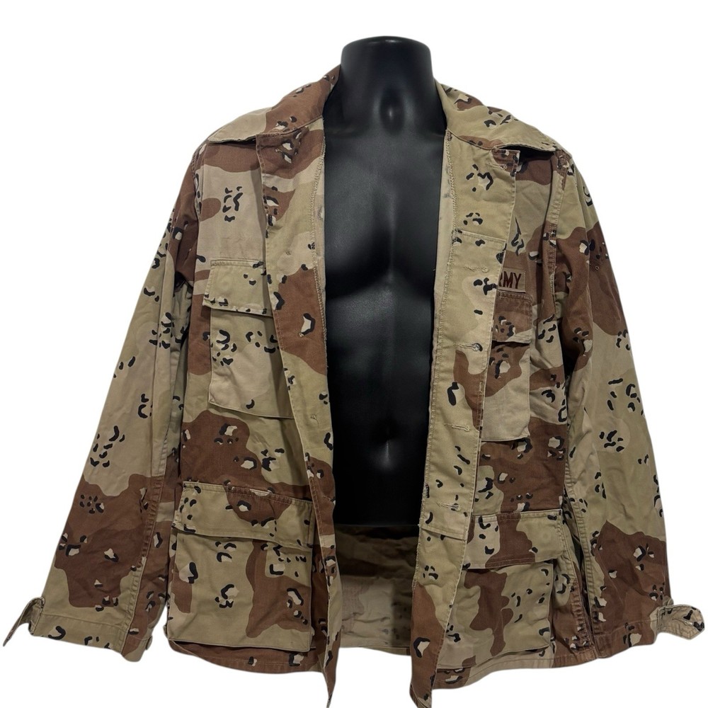 VINTAGE US ARMY DESERT STORM CAMO CHOCOLATE CHIP COMBAT JACKET MEDIUM REGULAR