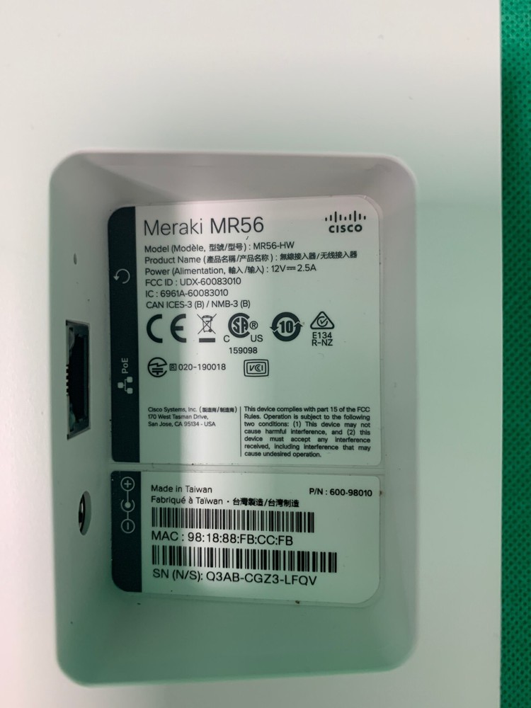 Cisco Meraki MR56 Wireless Access Point ***CLAIMED***