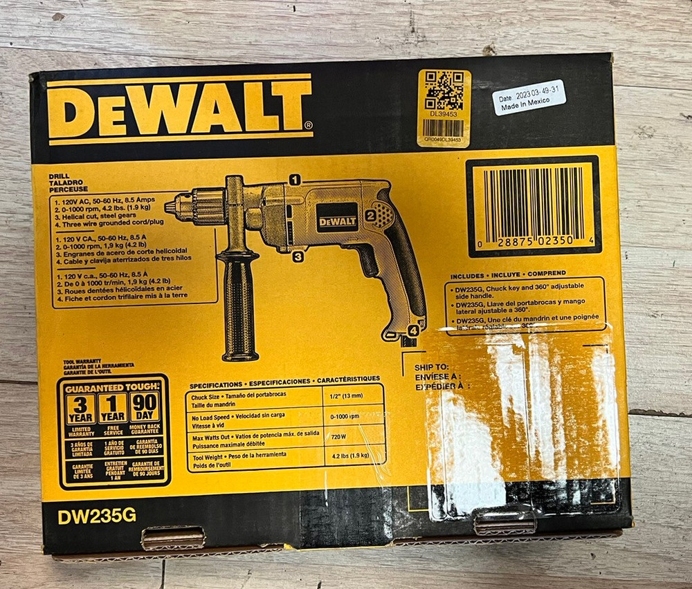 DeWalt DW235G 1/2" Heavy-Duty Variable Speed Drill, Reversible