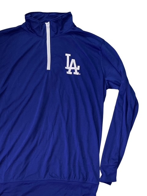 LA Dodgers Quarter Zip Pullover Jacket Blue MLB Coca Cola Patch Adult XL