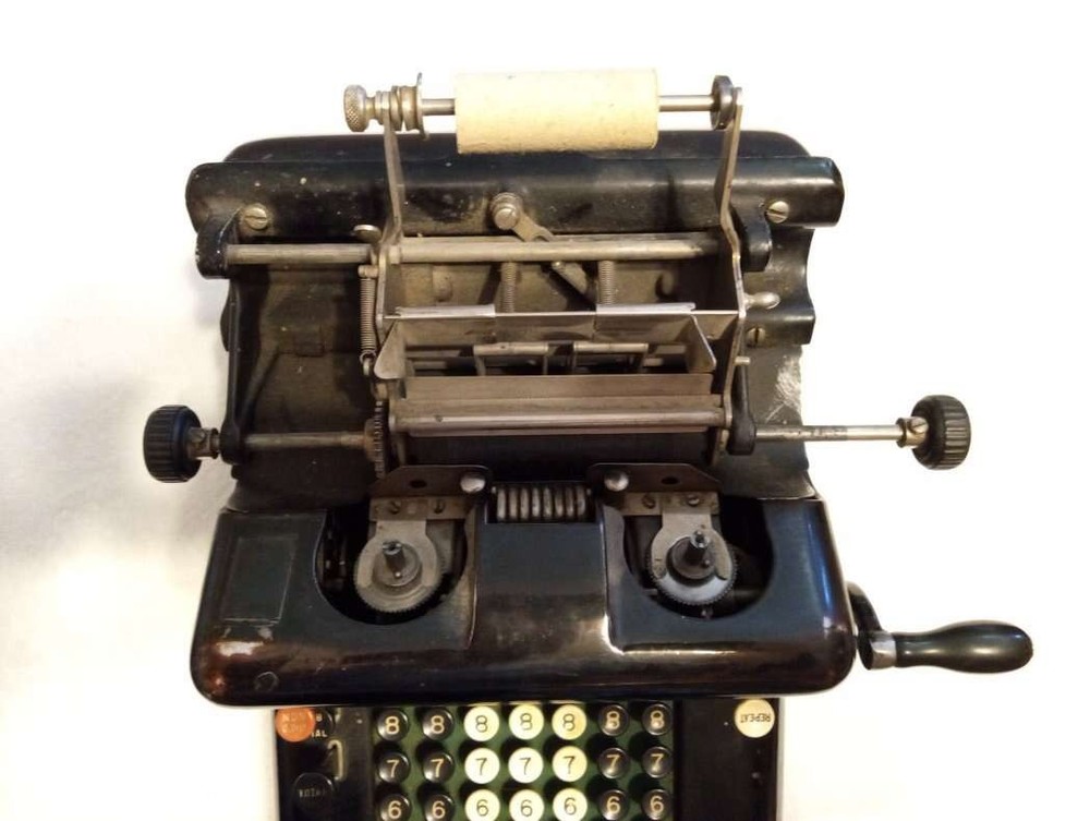 Antique Burroughs 7 Column Hand Crank Adding Machine