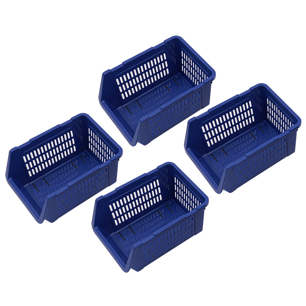 4 PCS Stacking Storage Baskets, PP Plastic Stackable Organizer Bins 76x34x24cm