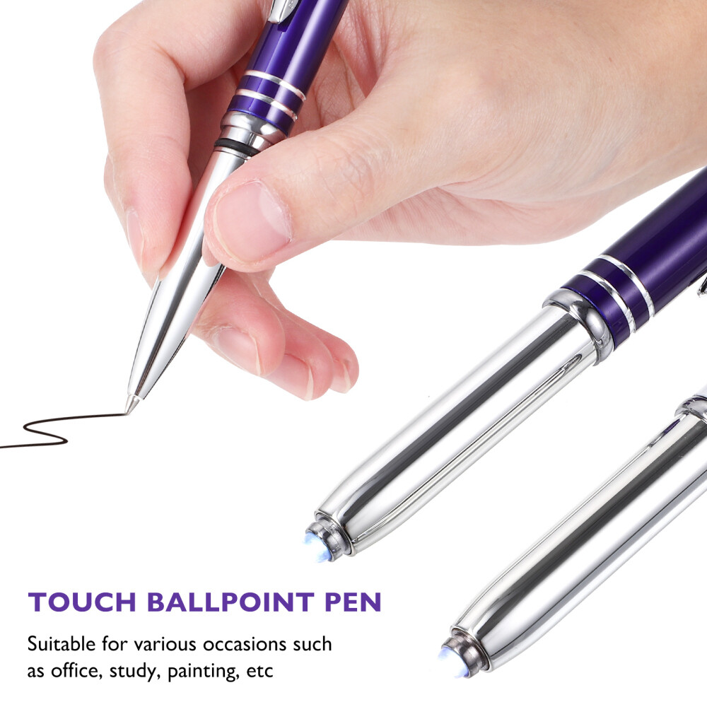2pcs Lighted Ballpoint Pens Flashlight Writing Light Capacitive Stylus Pen