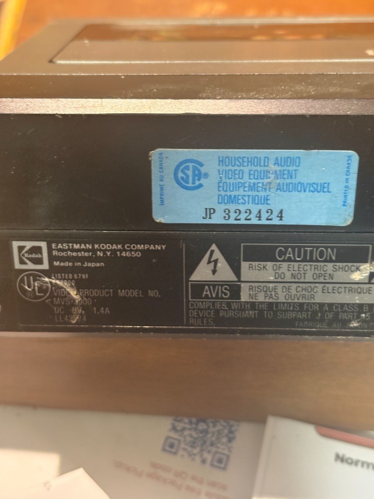 KODAK MVS-3000 8MM VIDEO RECORDER