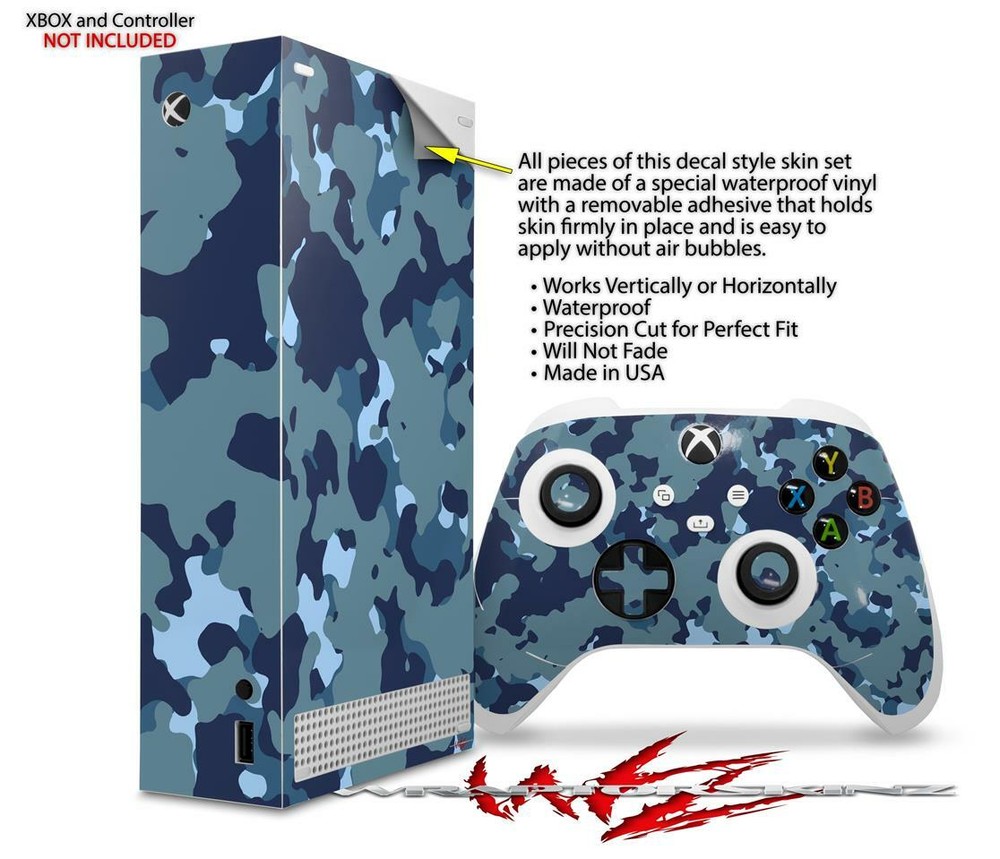 Skins XBOX Series S Console Controller Old School Camouflage Camo Navy