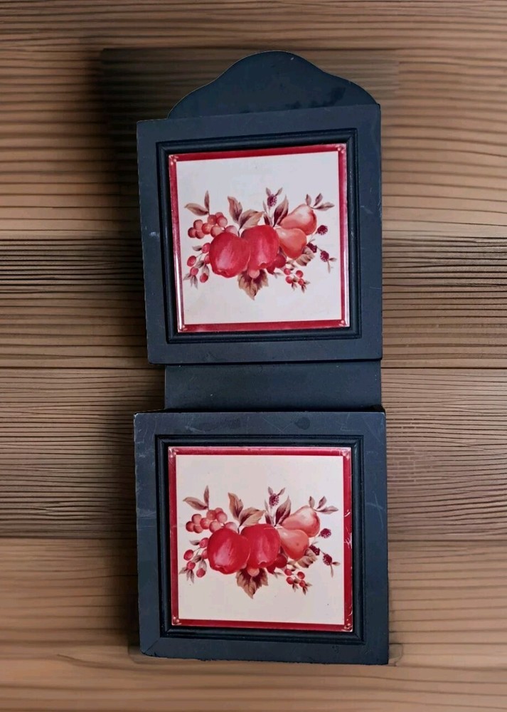 Vintage Fruit Tile Letter Mail Organizer Wall Mount