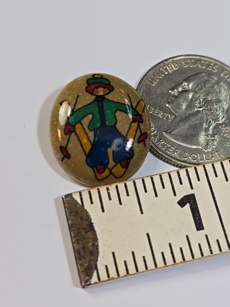 Skier Lapel Pin Hand Painted