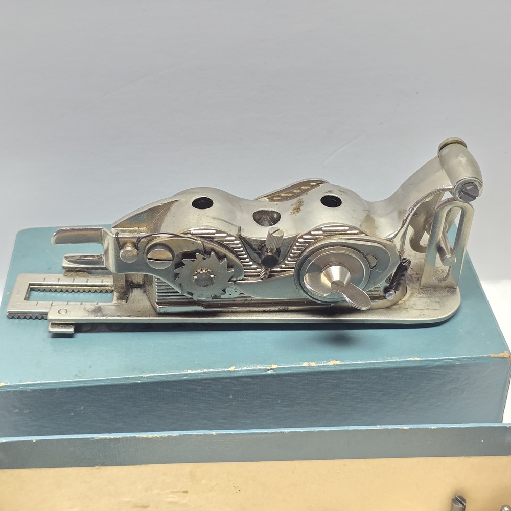 Vintage Industrial Sewing Machine Buttonhole Attachment With Box