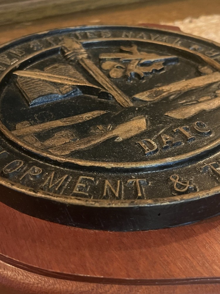 RARE & Historical Naval Plaque US Navy DATC Command Plaque - Solid Brass Shield