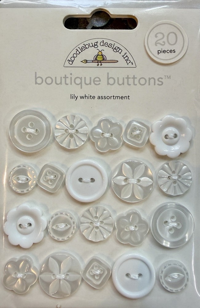 Doodlebug Boutique Buttons Lily White Assortment