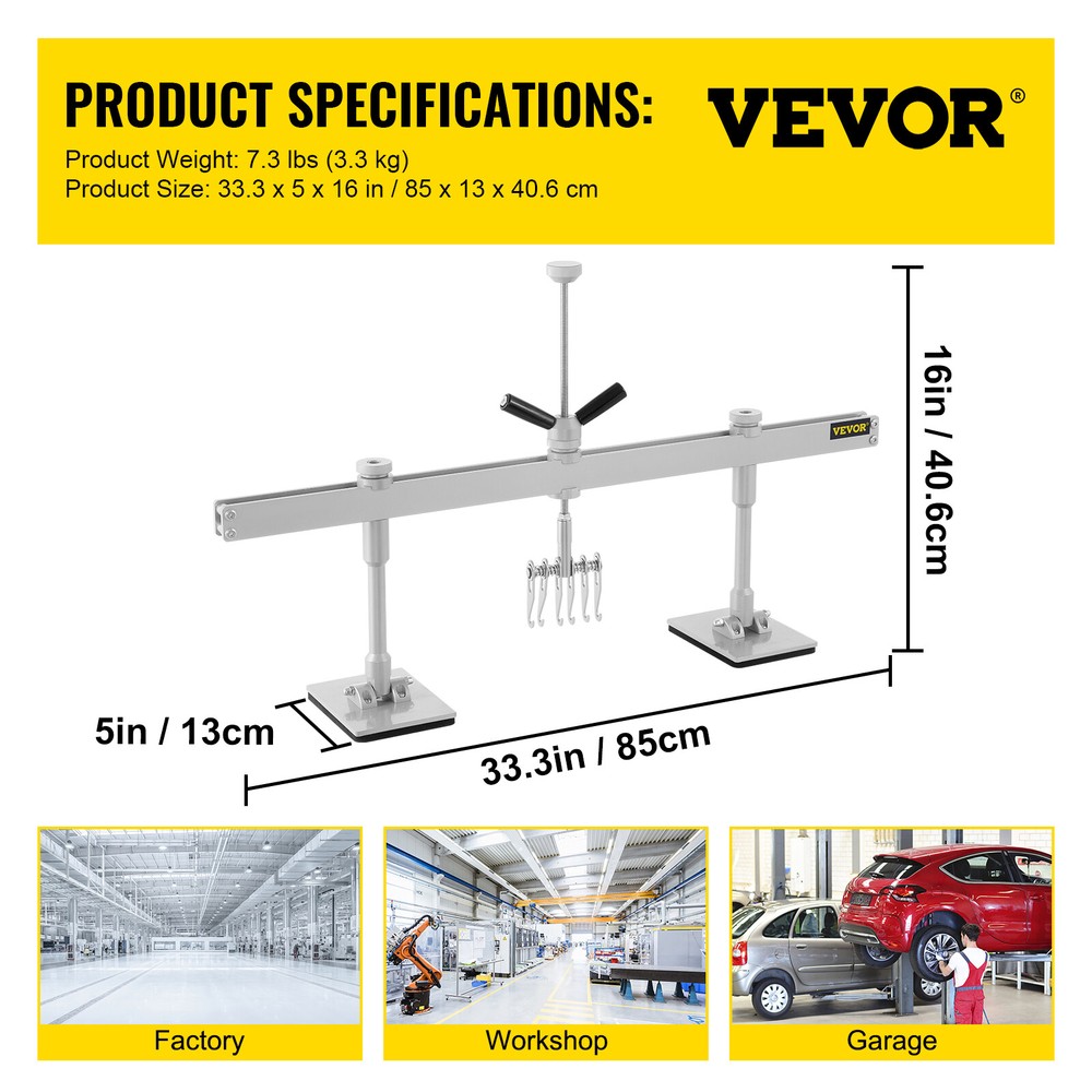 VEVOR 85CM Dent Pull Lever Straightening Bar Kit Steel Dent Pulling Cords