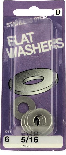 5/16" Stainless Steel Flat Washers - 6 Pack