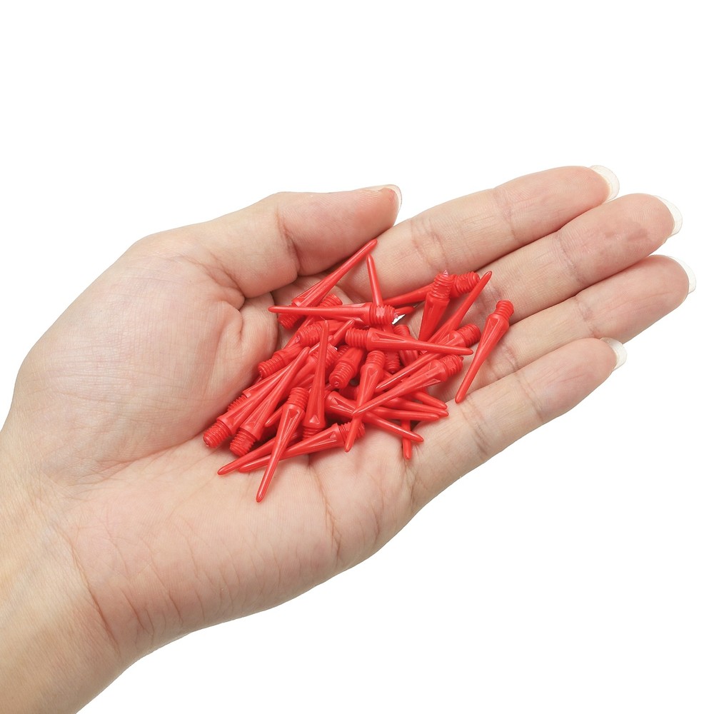 Plastic Dart Tips, 50 Pack 2BA Thread Soft Dart Tips Plastic Tip, Red
