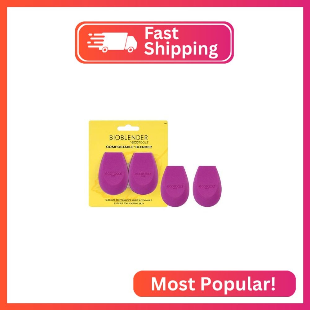 EcoTools Bioblender Makeup Sponge Duo, Compostable Makeup Blender, For Liquid &