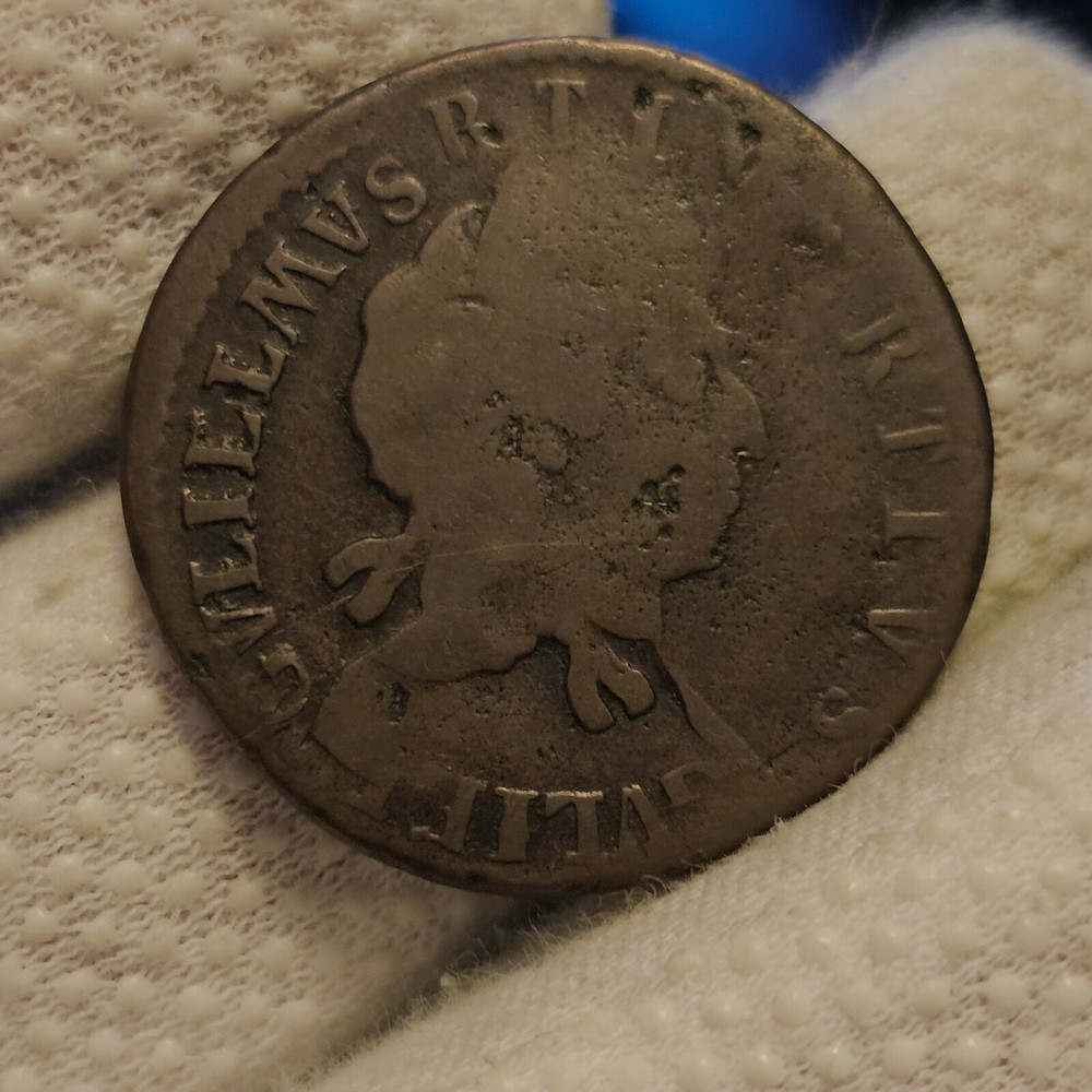 1690's William III Half Penny Double Or Multiple Struck Colonial Error Coin