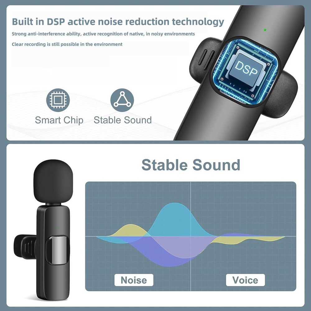 Lavalier Microphone Wireless Audio Video Recording Mini Mic For Android/iPhone