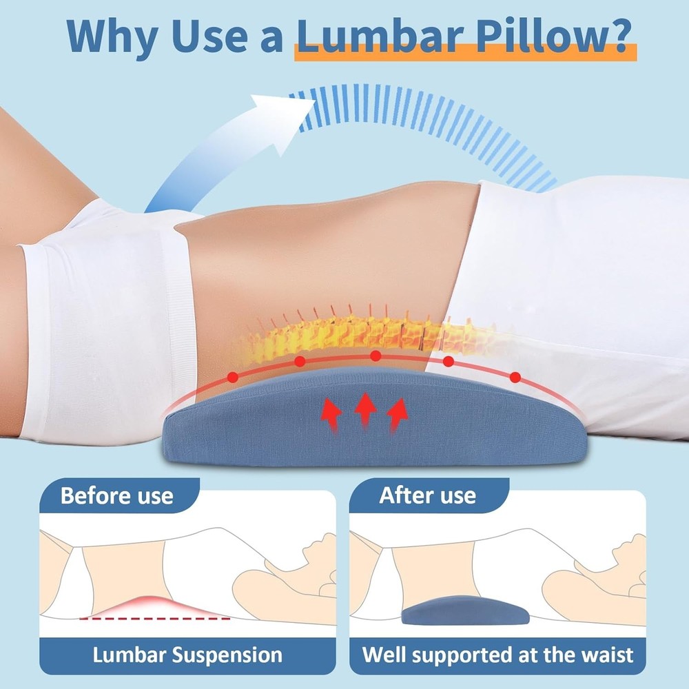 Multi-Functional Memory Foam Lumbar Pillow - Ideal for Sleeping & Relaxation