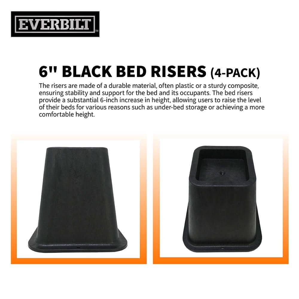 6 In. Black Bed Risers (4-Pack)