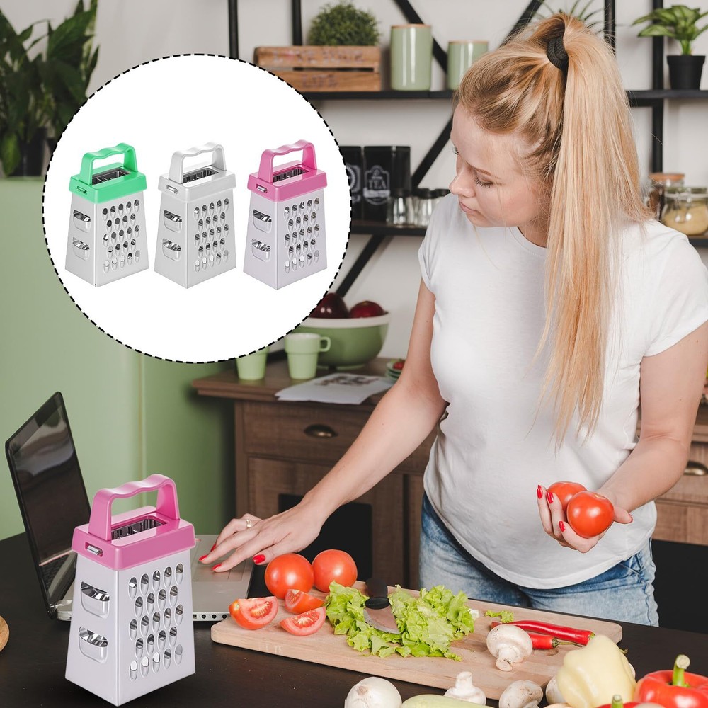 Mini Cheese Grater 3Pcs Stainless Steel Box Grater with Handle Professional C...