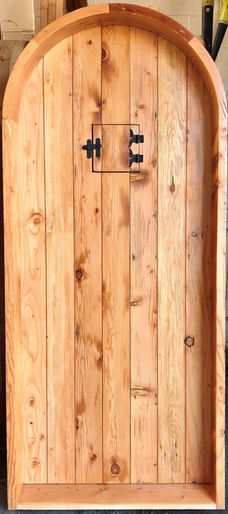 Rustic solid alder lumber arched door solid wood storybook castle winery