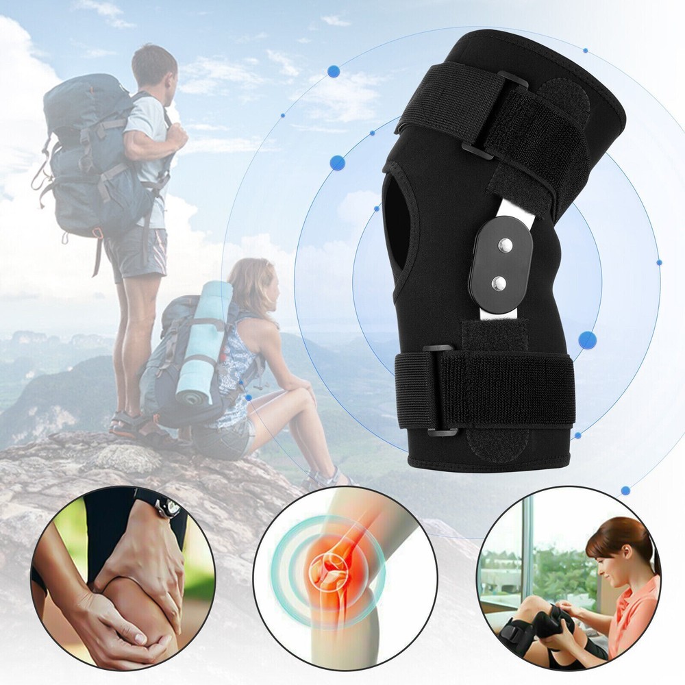 Knee Brace Hinged Compression Sleeve Joint Support Open Patella Stabilizer Wrap