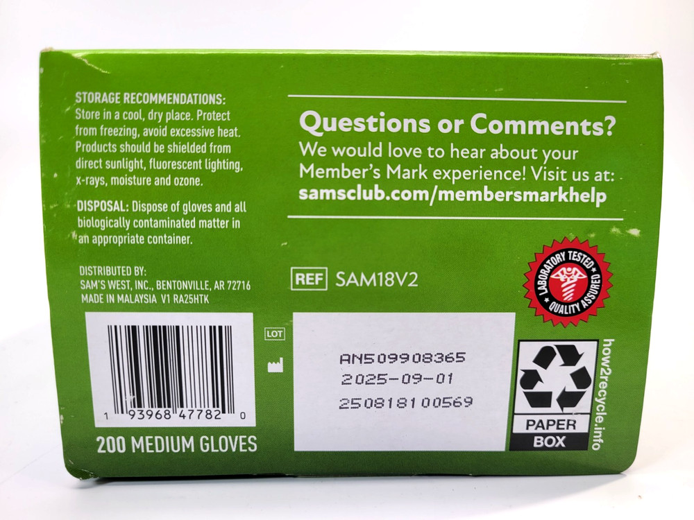 NEW Member's Mark Nitrile Gloves, Medium (200 Count)