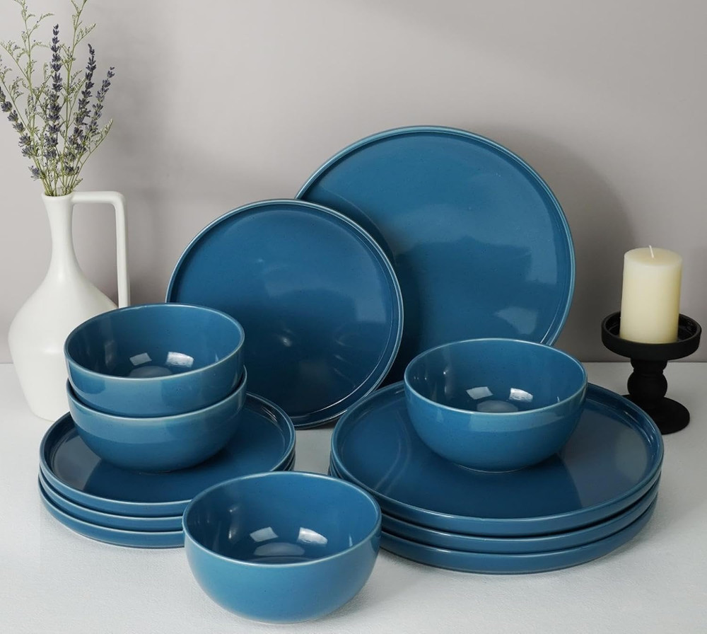 Kitchen Plates and Bowls Set Dinner Set for 4 Handpainted Dinner Ware Sets, Micr
