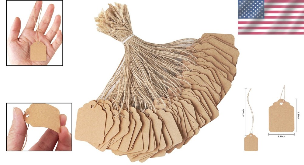 500PCS Kraft Paper Hang Tags with String - Essential for Pricing & Labeling