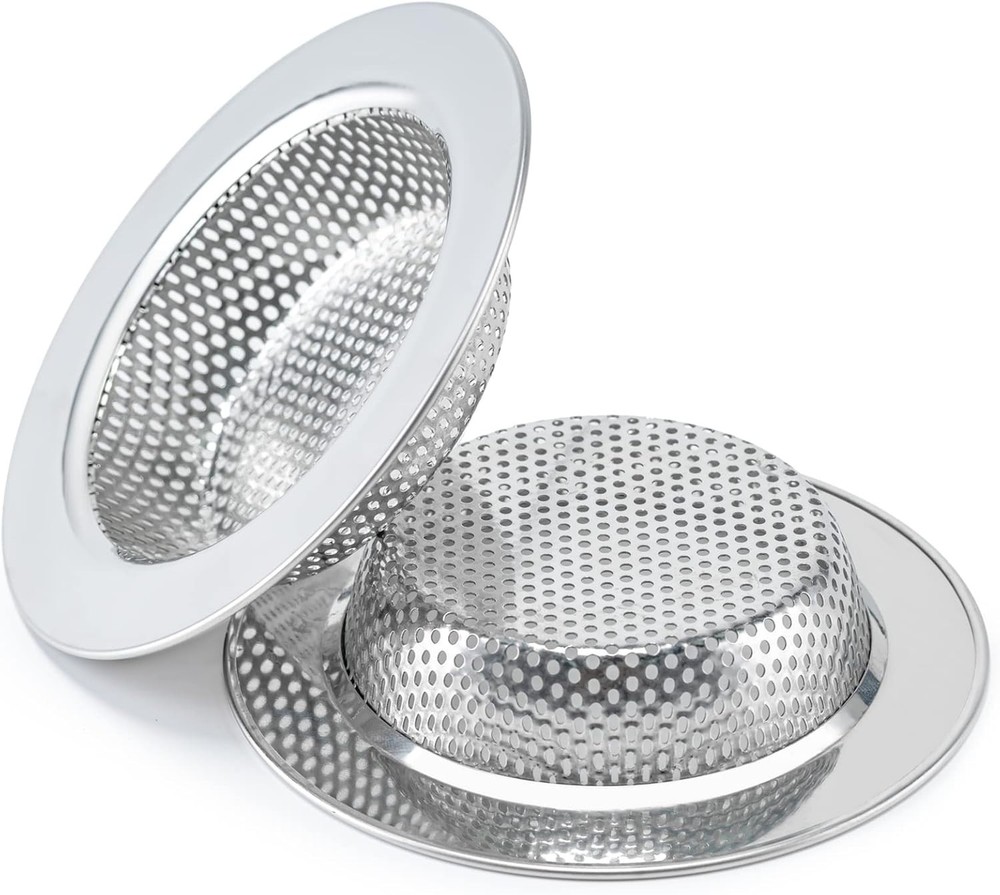 2 Pcs Rustproof Stainless Steel Kitchen Sink Strainer - Double Layer Design