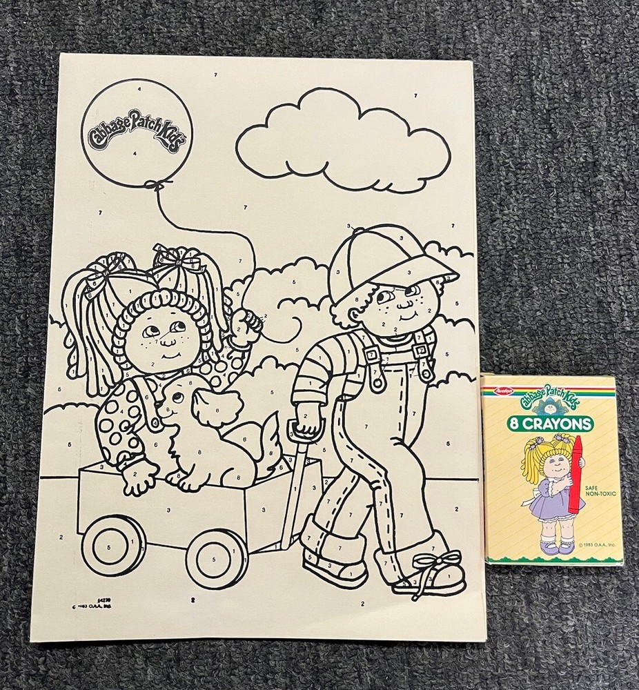 Vintage 1983 Cabbage Patch Kids Crayon By Number Open Box